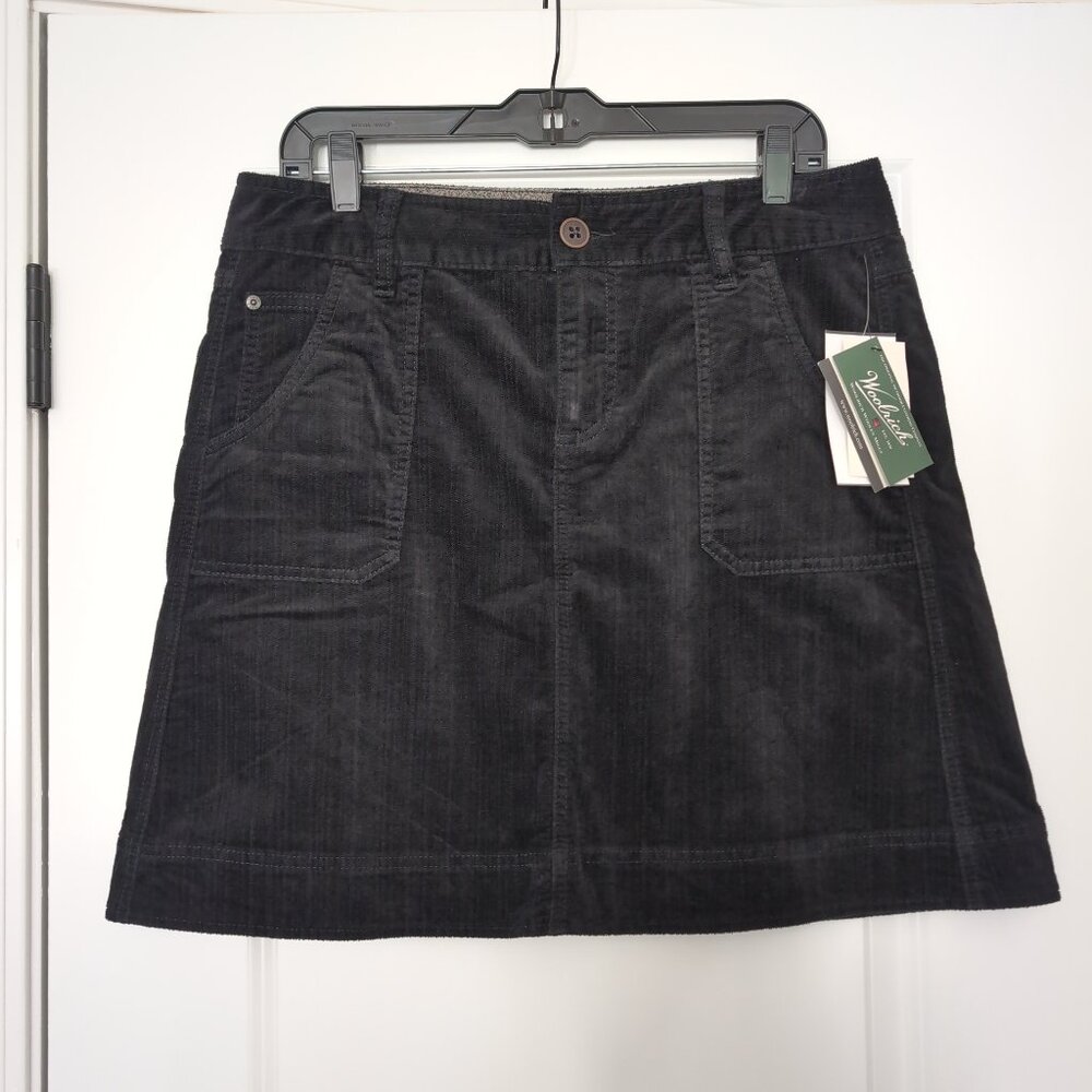 NWT Woolrich Wellsboro Skirt Womens 10 Black Corduroy Stretch A-Line Short 5064
